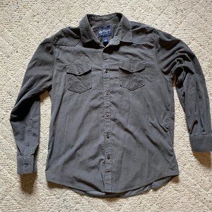 American Rag Gray Corduroy Western Shirt, Size Large
